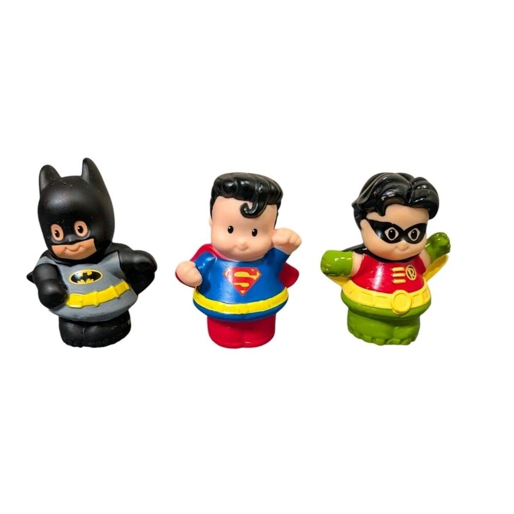 Little People Fisher Price Dc Super Friends Superman Batman Robin Lot Of 3
